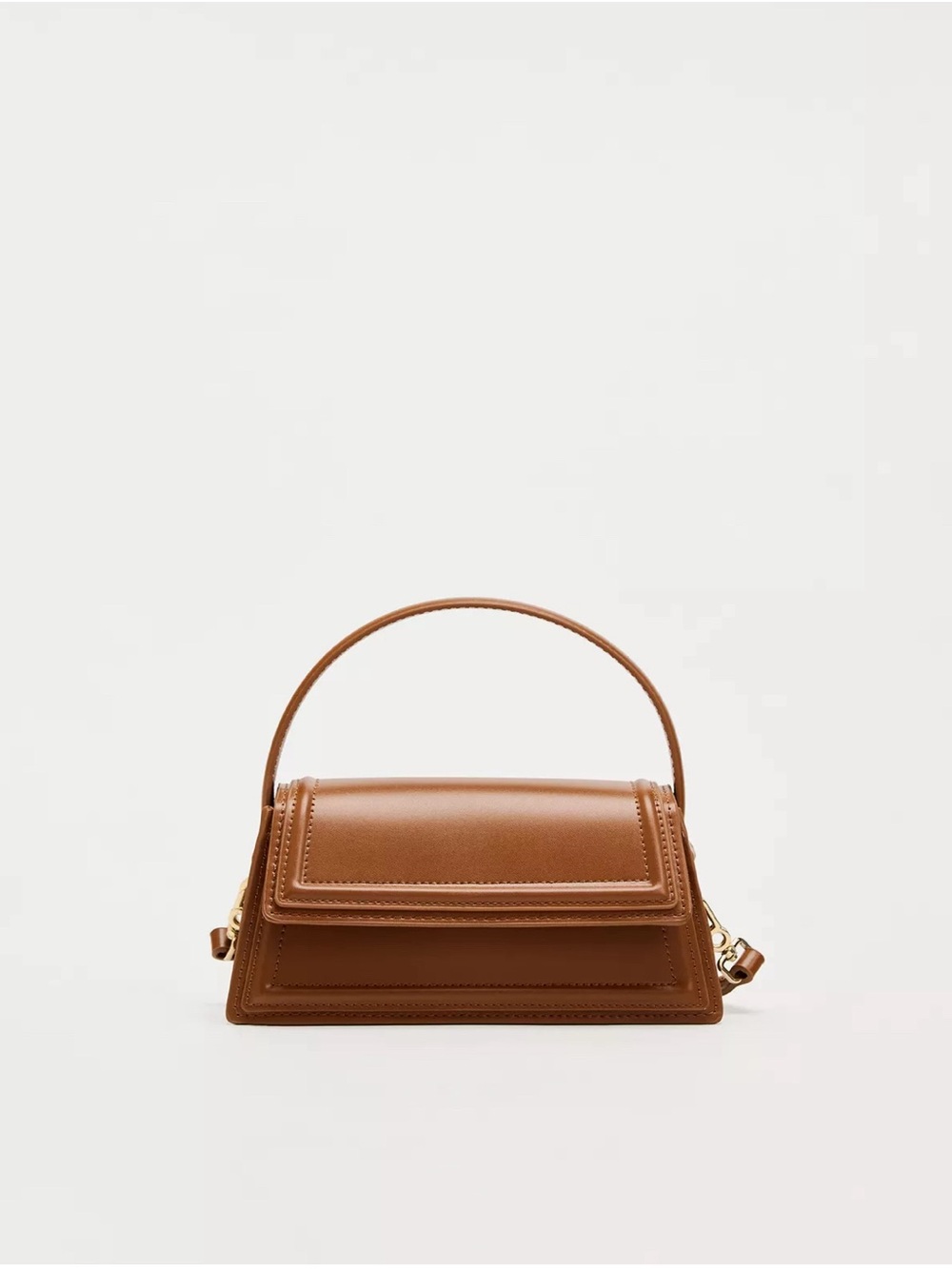 Zara Classic Structured Top-Handle Bag in Brown